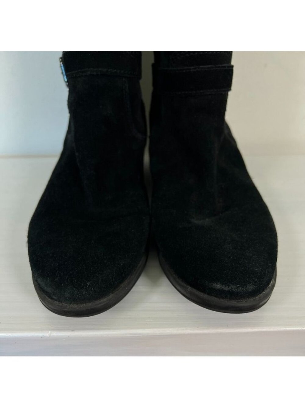 Sam Edelman Black Suede Knee High Riding Boots Buckle Equestrian Moto - Picture 3 of 14